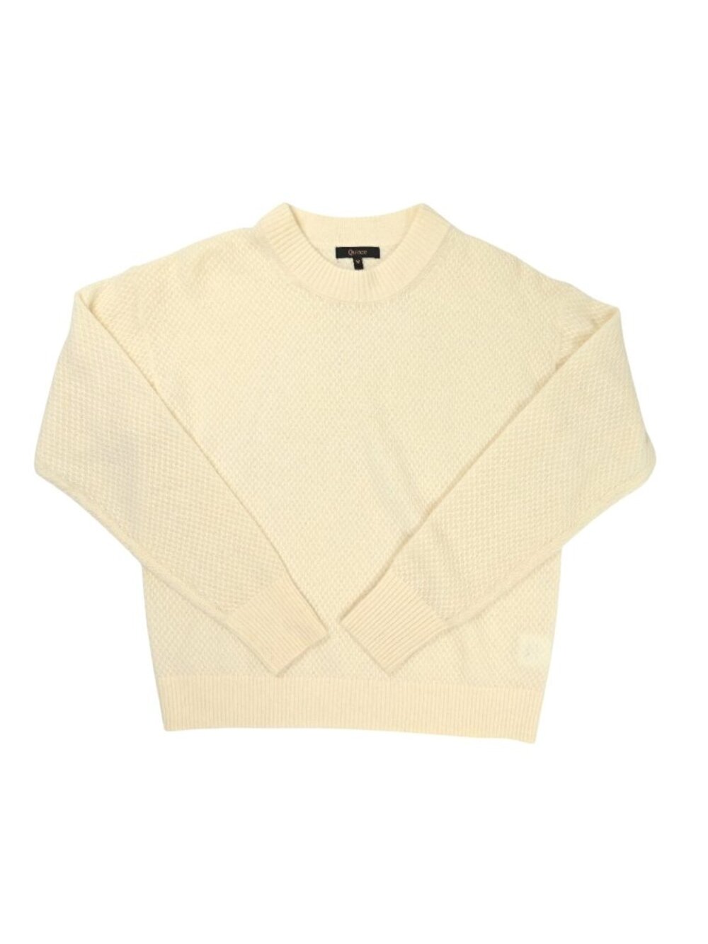 Quince Crewneck Thermal Knit Wool Blend Sweater in Ivory